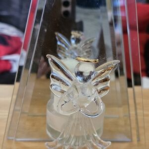 Glass Angel Figurine with Gold Accents